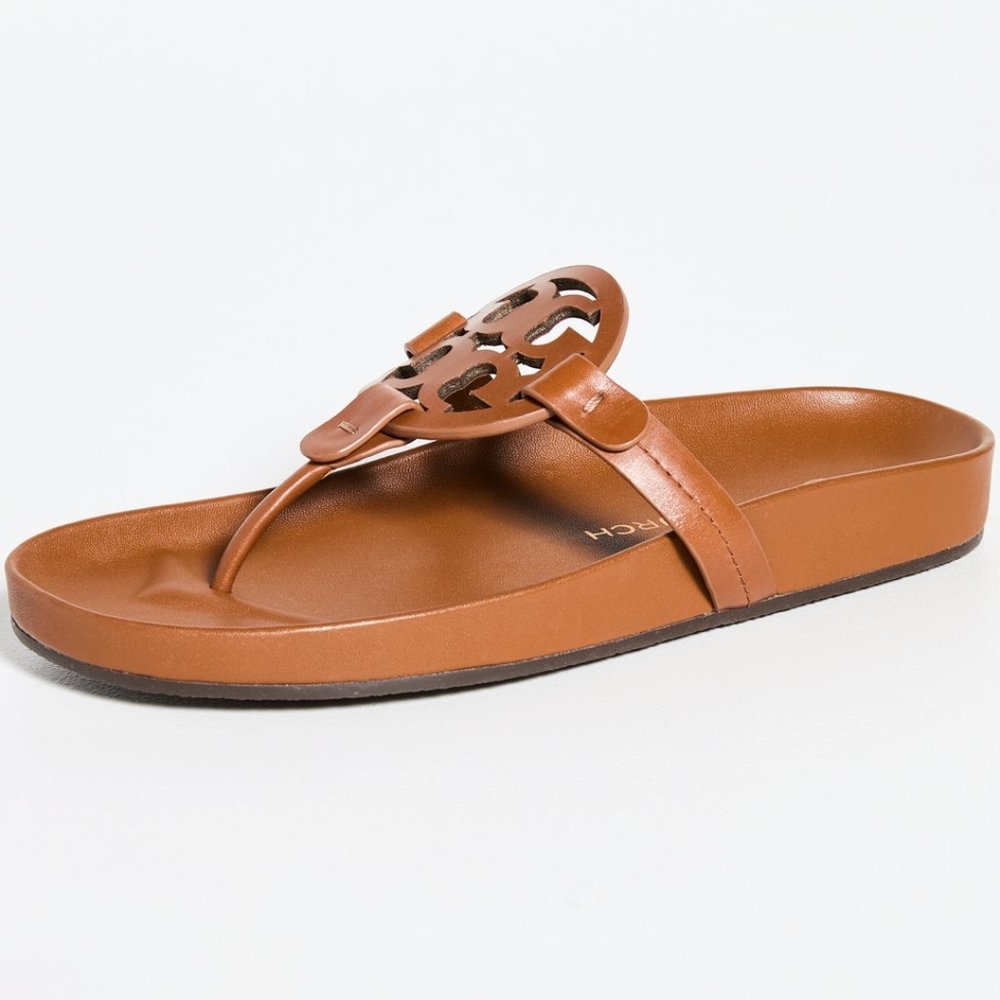 ❤️ NIB Tory Burch Miller Cloud Leather Sandal Aged Camello Brown 7 7.5 8 9 9.5